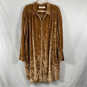 Free People - Velvet Shirt Dress - XL Golden Brown